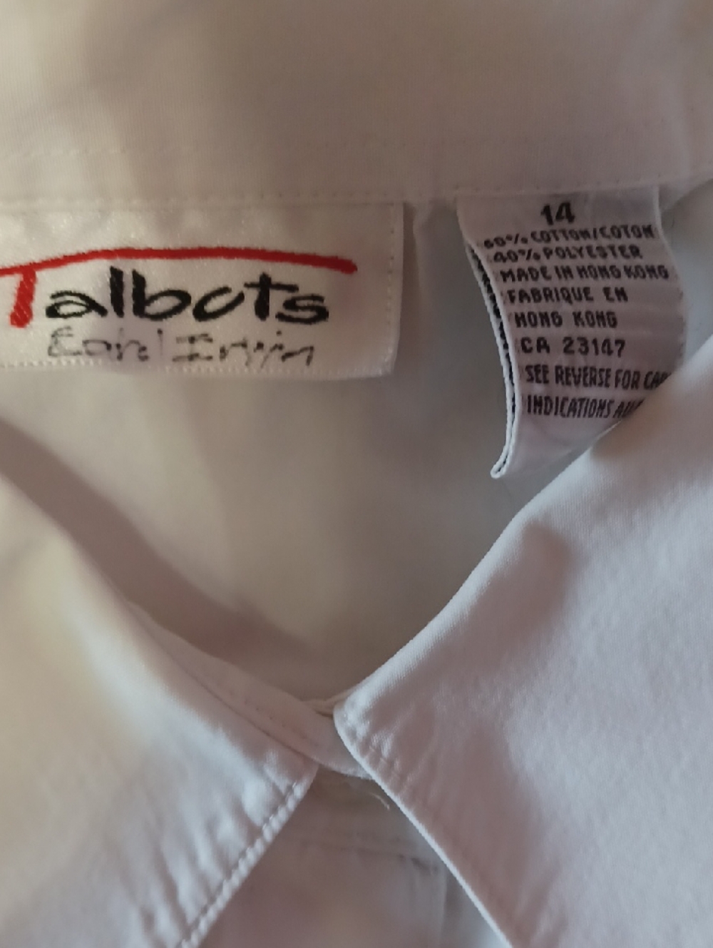 Talbots White Long Sleeve Button Front Shirt Textured Vertical Stripe Front - Picture 2 of 15